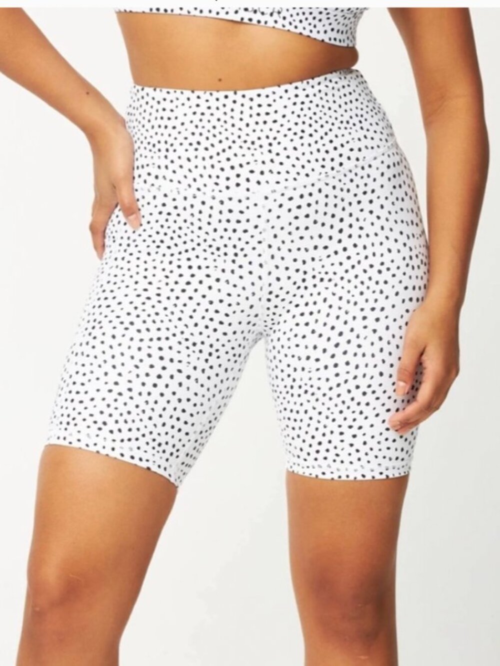 Muscle Republic Sculpt Biker Shorts in Speckled White, Size L